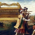 King David moving the Ark of the Covenant from Gibeon to the Tabernacle of David in Jerusalem. Painter unknown
