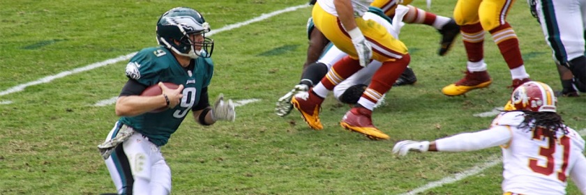 Nick Foles running for a touchdown in 24-16 victory over the Redskins in 2013. Credit: Mr.Shultz/Wikipedia/Creative Commons