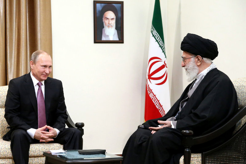 Iran's Supreme Leader, Ali Khamenei, meeting with Russian President Vladimir Putin in 2016