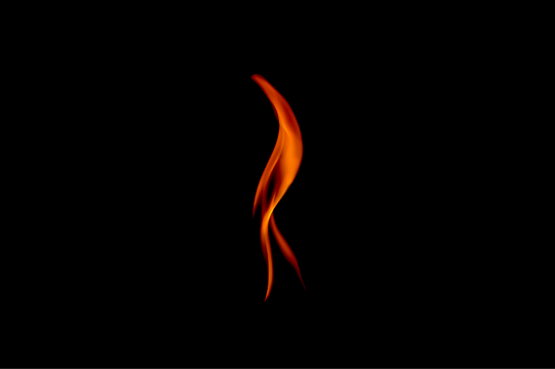 flame against a dark background